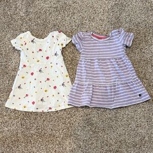 GAP Girls White Floral Dress & Lavender Striped Dress
